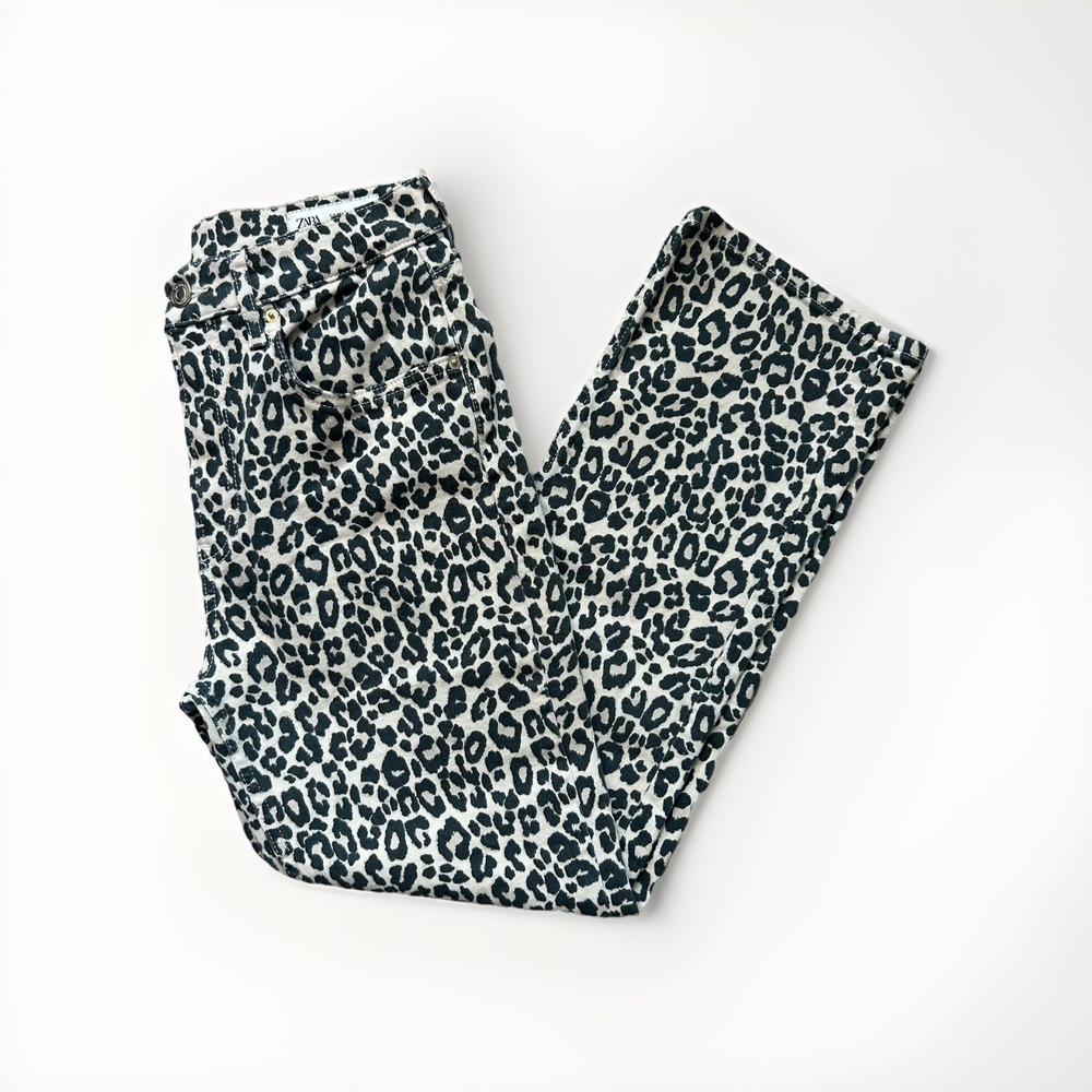 Y2K Grunge Leopard Print Straight Leg Denim Jeans Indie Alt Edgy 90s Mobwife S